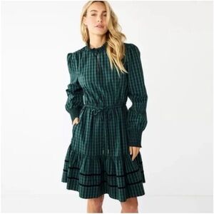 Draper James Green Plaid Midi Dress